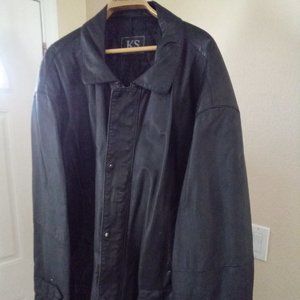 COPY - Black Leather Coat, Lined, full heavy Duty Zipper w/leather snap flap